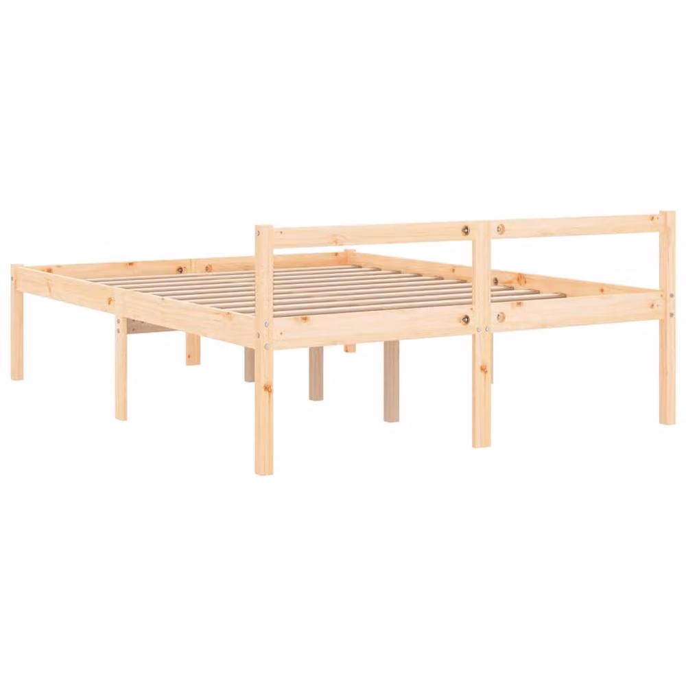 Berkfield Home Double Bed Frame in Brown Solid Pine Wood, W: 135 cm, L: 190 cm – 2
