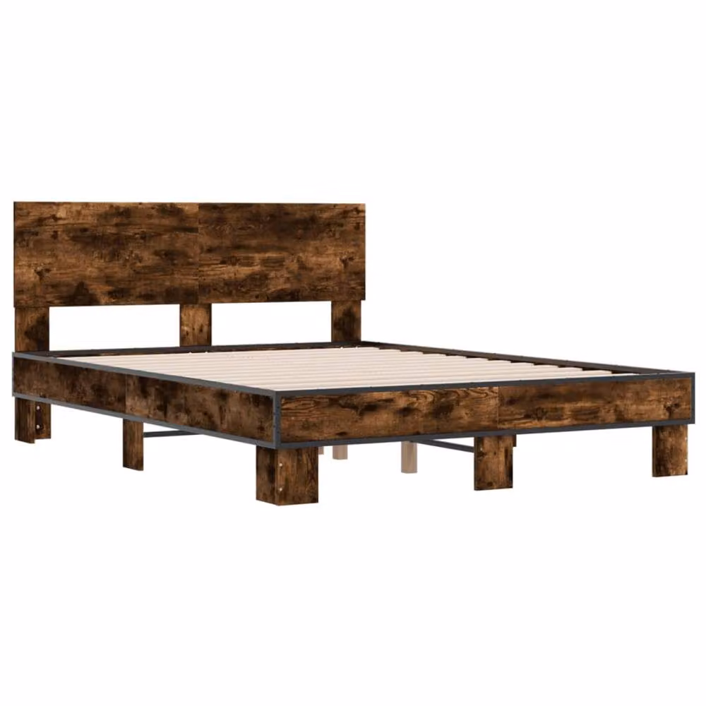 Berkfield Home Bed Frame in Smoked Oak, Brown, W/D/H: 140 x 200 cm – 3