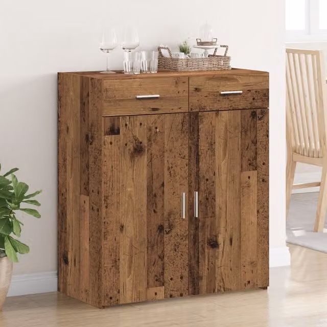 Berkfield Home Rustic Brown Wall Mounted Storage Cabinet with Hinged Doors, W: 80 cm, D: 42.5 cm, H: 93.5 cm – 1
