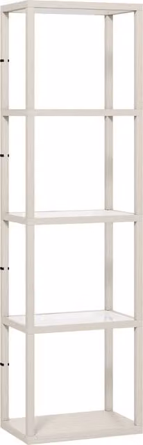 HOMCOM Dimmable LED Floor Lamp with 4 Glass Shelves in White and Wood Finish – 1