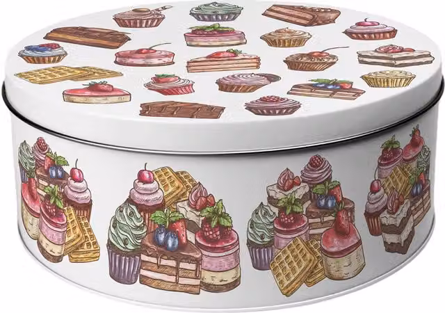 Purely Home Something Sweet Round Small Cake Tin, Multicoloured and White