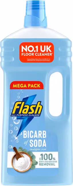 Flash All Purpose Liquid Floor Cleaner Bicarbonate Soda and Eucalyptus Blue