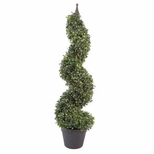 Leaf Design UK Artificial Green Boxwood Spiral Topiary Tree, Height: 90 cm