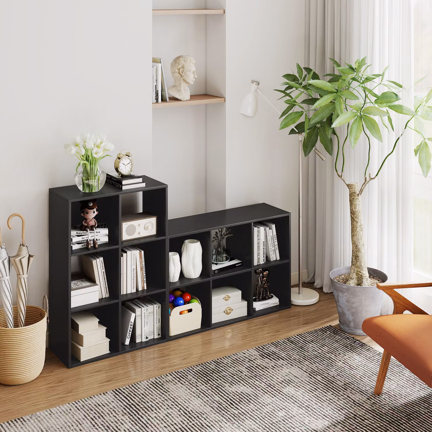 HOMCOM 6-Cube Modern Bookshelf in Black – 5