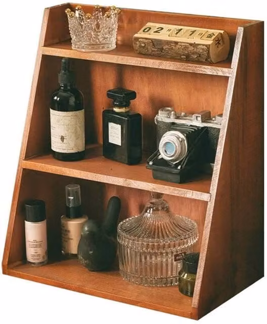 Kelvenix 3 Tier Brown Wooden Wall Mounted Storage Shelf Unit with Back Panel