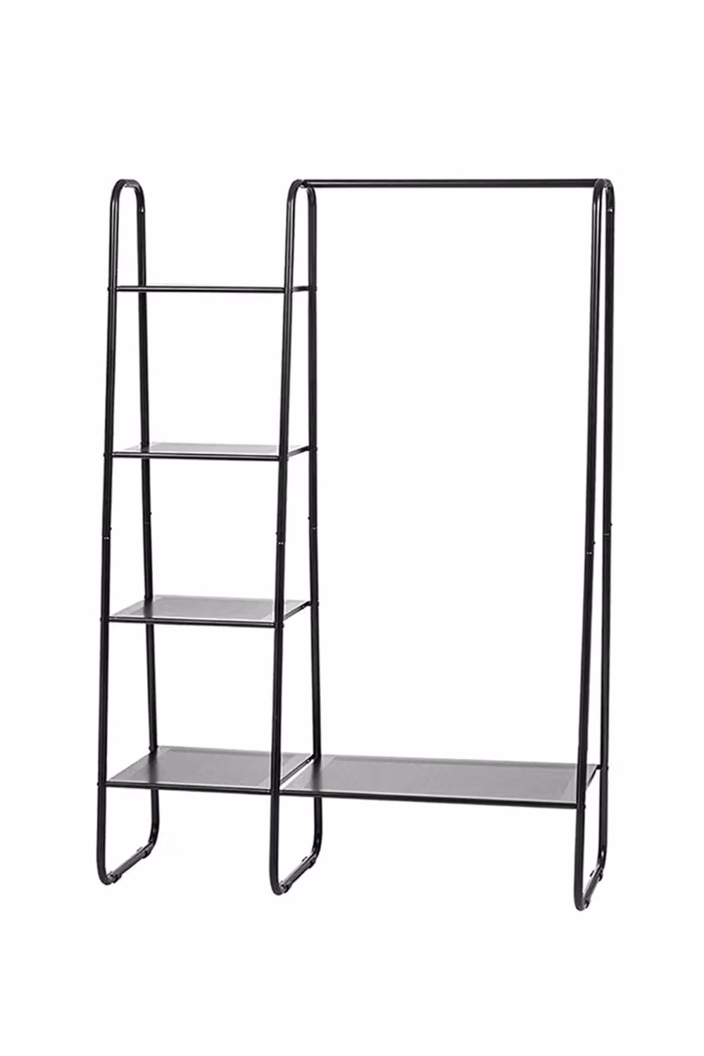 Living and Home Modern Matt Black Metal Freestanding Garment Rack with Continuous Linear Rail – 2