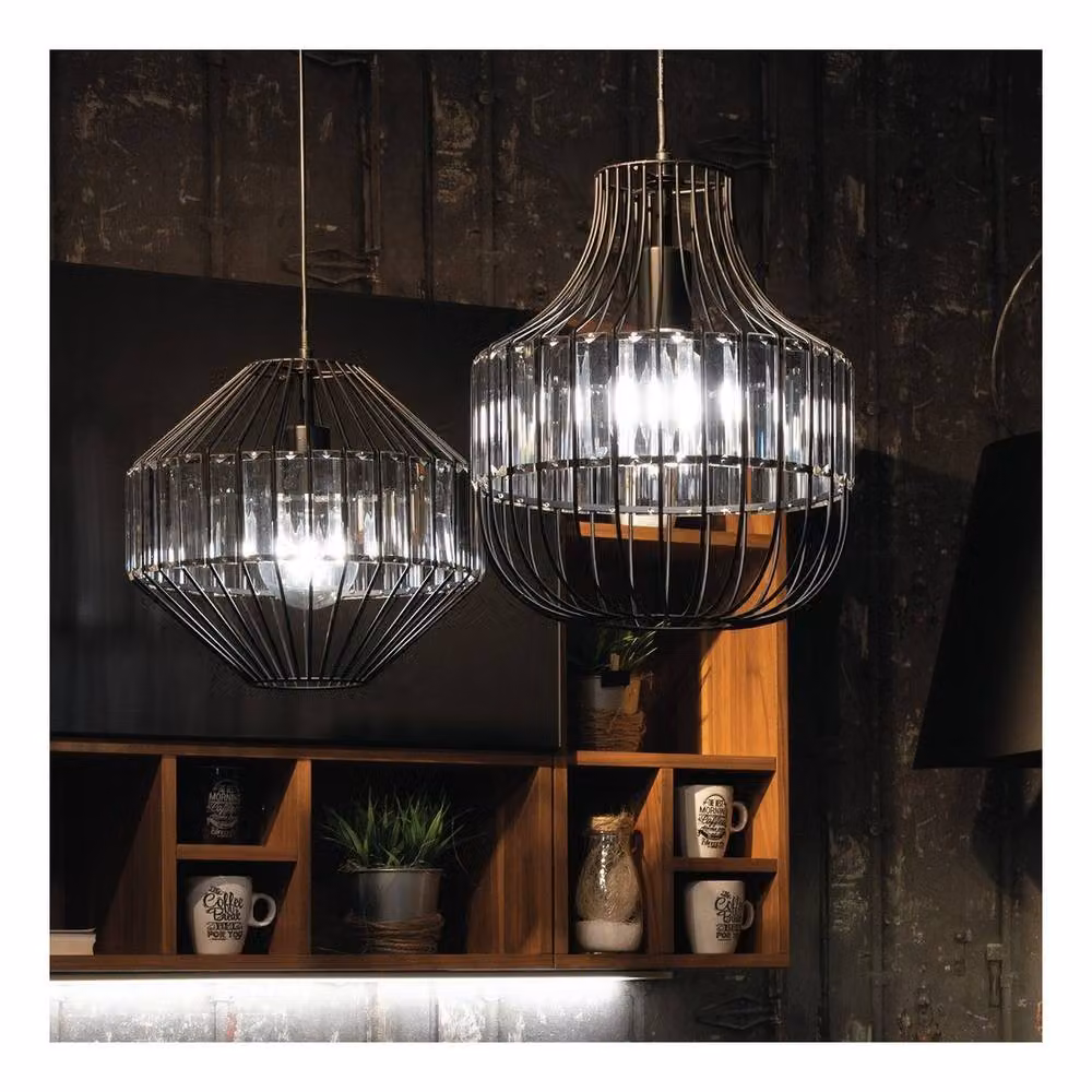 Netlighting OPIUM Black Wire Frame Pendant Ceiling Light W/D/H: 30 x 30 x 36.4 cm – 2