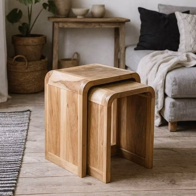 Wyld Haus Los Angeles Reclaimed Wood Nesting Tables Set of 2 in Brown – 1