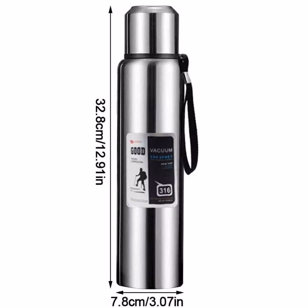 PAWNORA Silver 1L Vacuum Flask Travel Water Bottle – 2