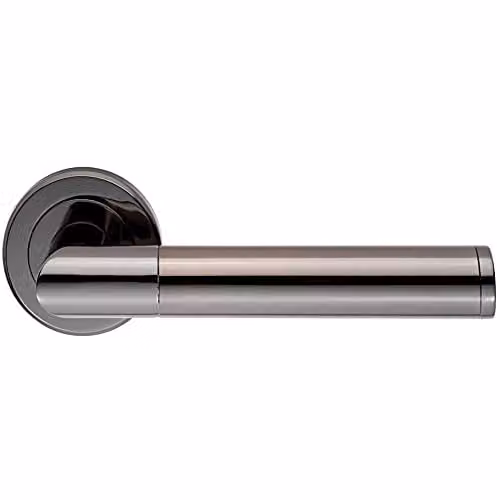 Loops Pair Sectional Round Bar Handle on Round Rose in Black Nickel with Concealed Fixings – 1