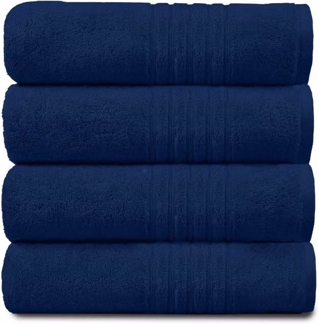 Gaveno Cavailia 4 Pack Hampton Cotton Bath Sheets in Navy Blue