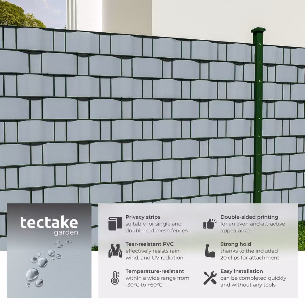 tectake Grey PVC Privacy Film Strip with Clamp – 2