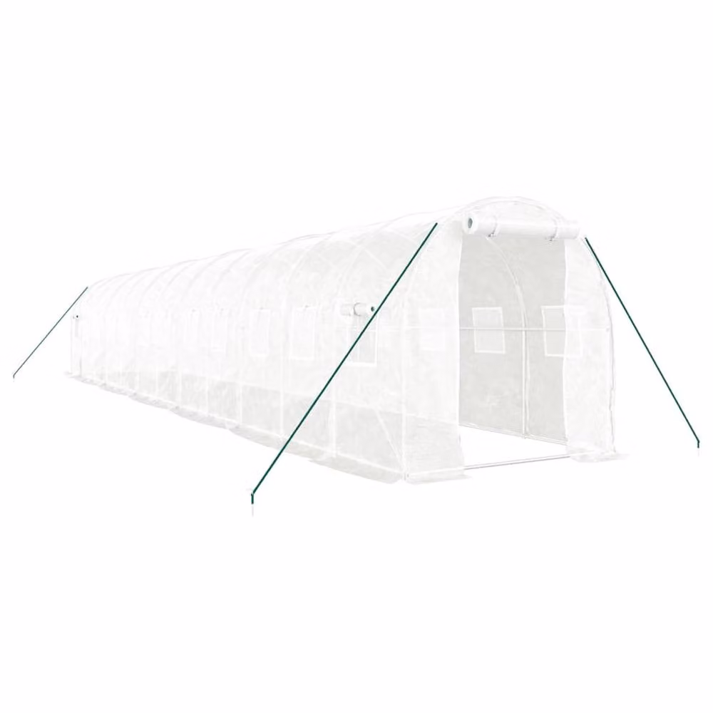Berkfield Home Freestanding Steel Frame Greenhouse in White, W/D/H: 12 x 2 x 2 m – 2