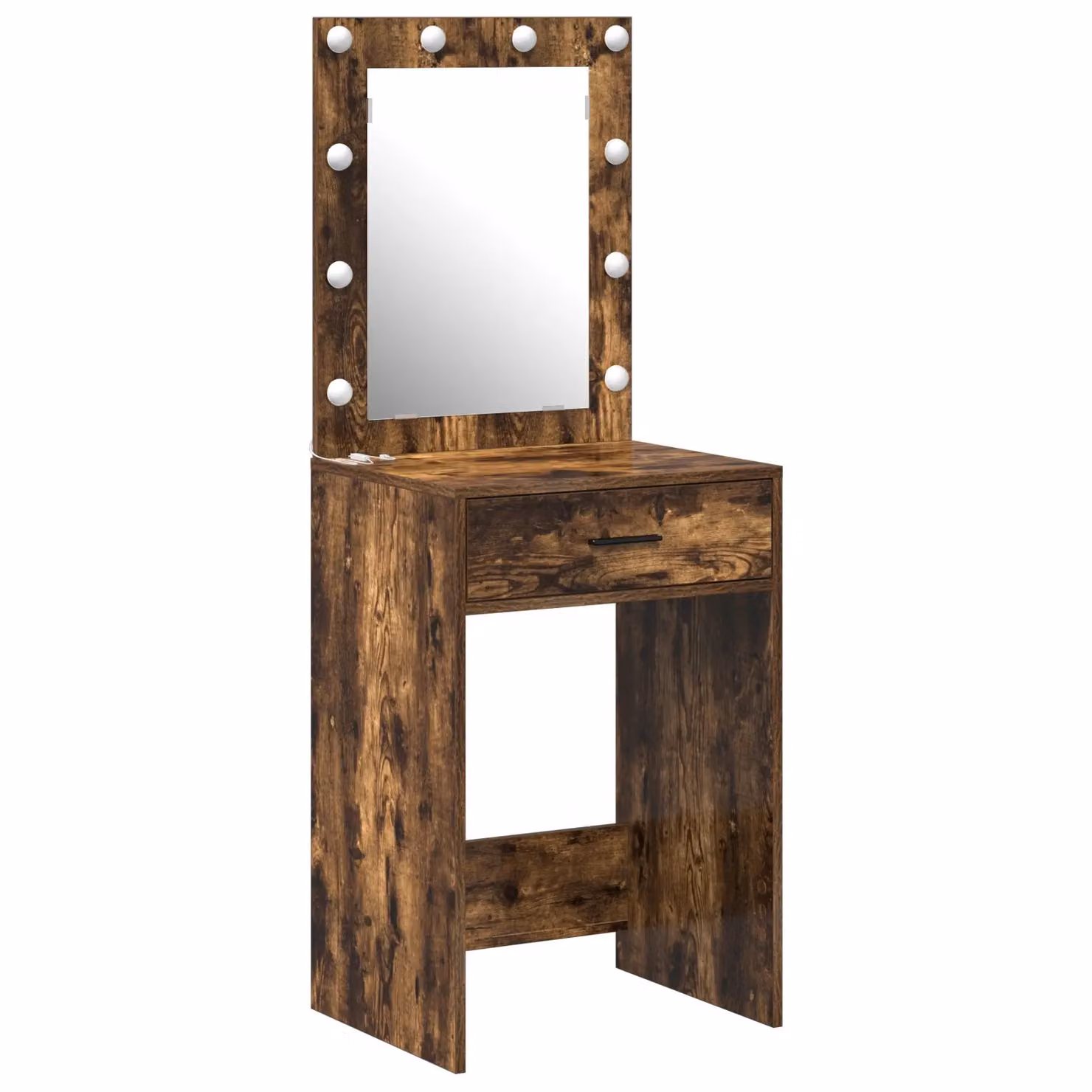Berkfield Home Smoked Oak Dressing Table with LED Lights, Brown, W/D/H: 50 x 41 x 135 cm – 2
