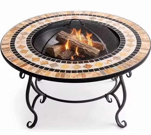 Centurion Supports Fireology BELUGA Opulent Garden and Patio Fire Pit Brazier, Coffee Table, Barbecue and Ice Bucket in Marble Finish