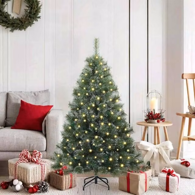 Berkfield Home Artificial Green Christmas Tree with 150 Warm White LEDs, Height: 120 cm – 1