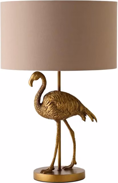 ValueLights Flo Flamingo Brushed Bronze Table Lamp in Beige and Bronze