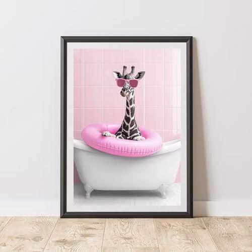 60 Second Makeover Funny Giraffe Rubber Ring Paper Poster, Multicolour, W/H: 21.0 x 29.7 cm