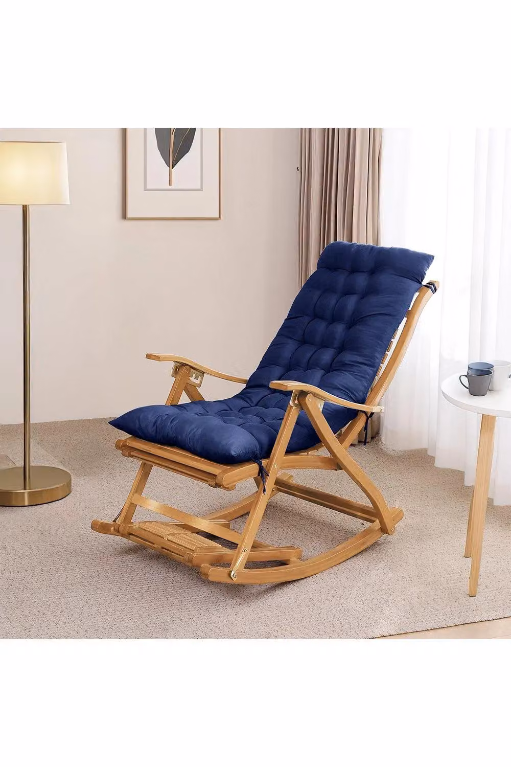 H&O Direct Thickened Indoor Outdoor Bench and Rocking Chair Cushion in Dark Blue – 2
