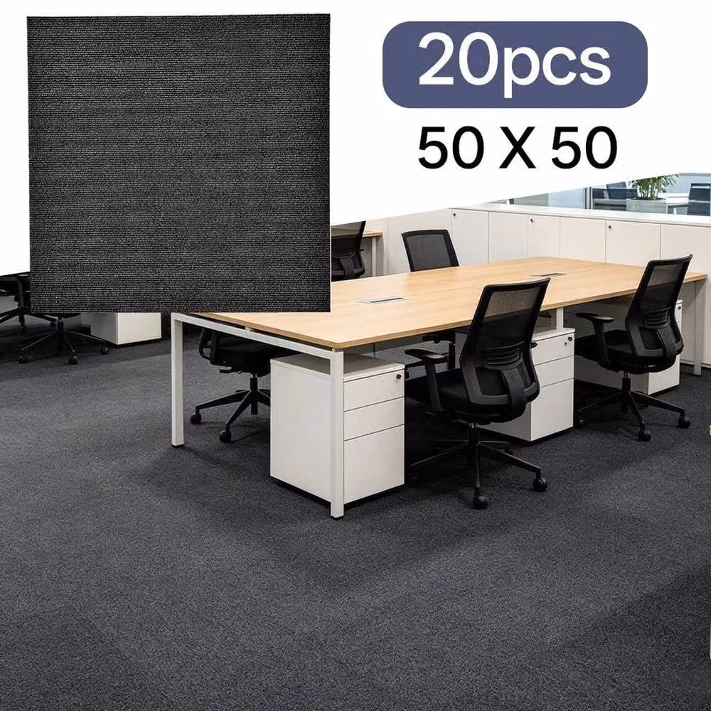 NESTLUNE 20-Piece Grey DIY Carpet Tiles for Commercial and Retail Flooring, W/D: 50 x 50 cm – 5
