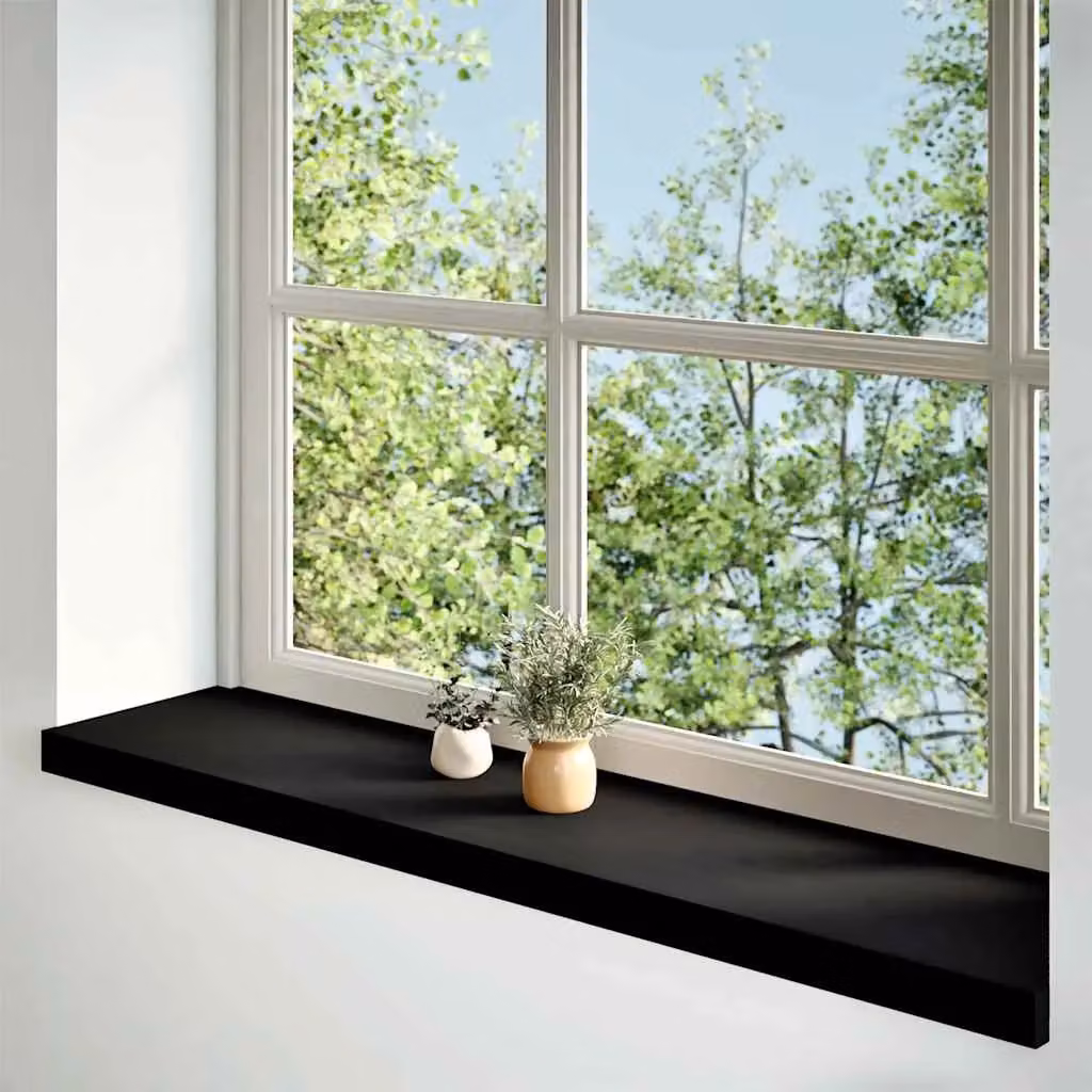 Berkfield Home Solid Oak Wood Window Sills, 2 Pack, Dark Brown, W: 120 cm, D: 25 cm, H: 2 cm – 2