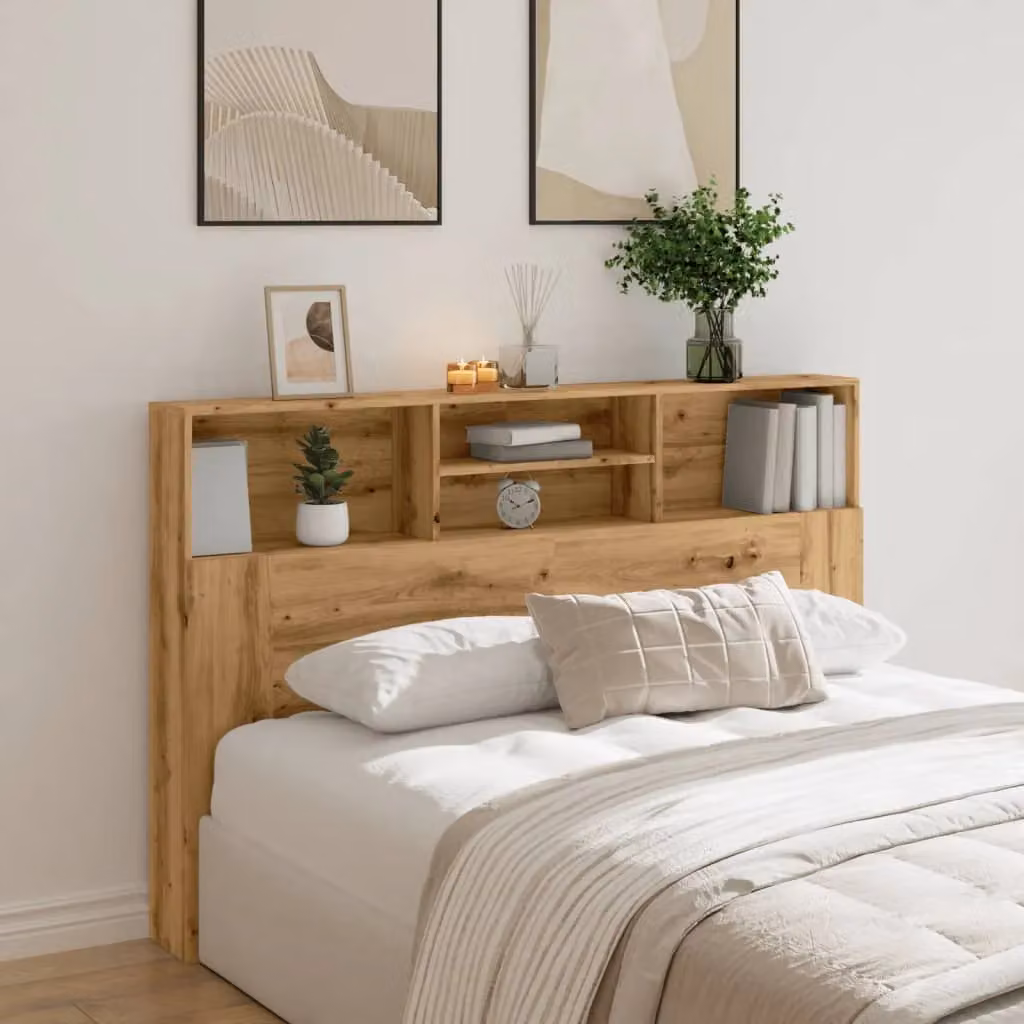 Berkfield Home Artisan Oak Headboard Cabinet in Brown, W/D/H: 160 x 19 x 103.5 cm – 3