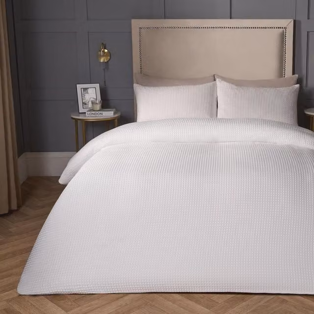 OHS White Waffle Texture Breathable Single Duvet Cover Set, 90 x 200 cm