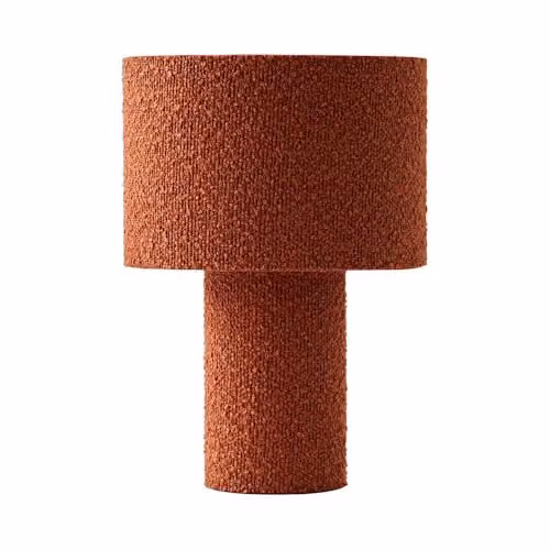 ValueLights Ash Rust Boucle Fabric Table Lamp with Bulb in Red and Brown – 2