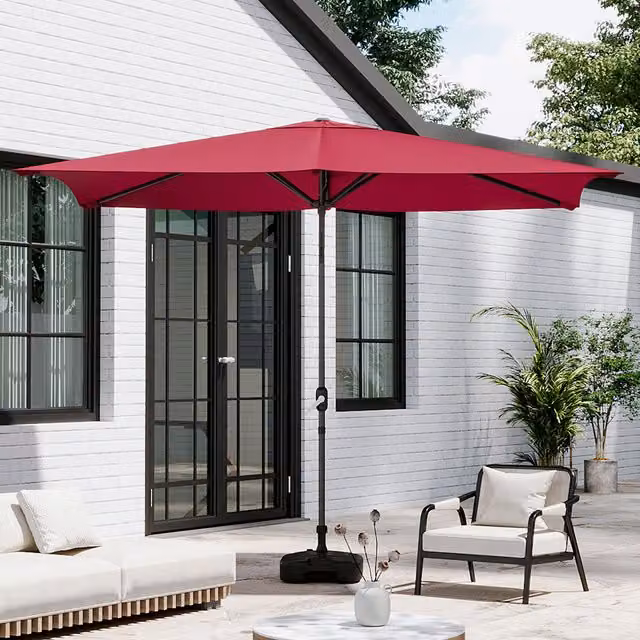 Breeins Rectangular Parasol with Fillable Plastic Base in Red