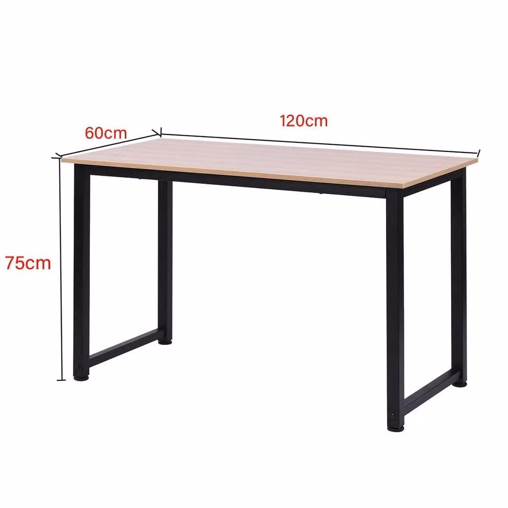 NESTLUNE Industrial Computer Desk in Light Oak, W/D/H: 120 x 100 x 75 cm