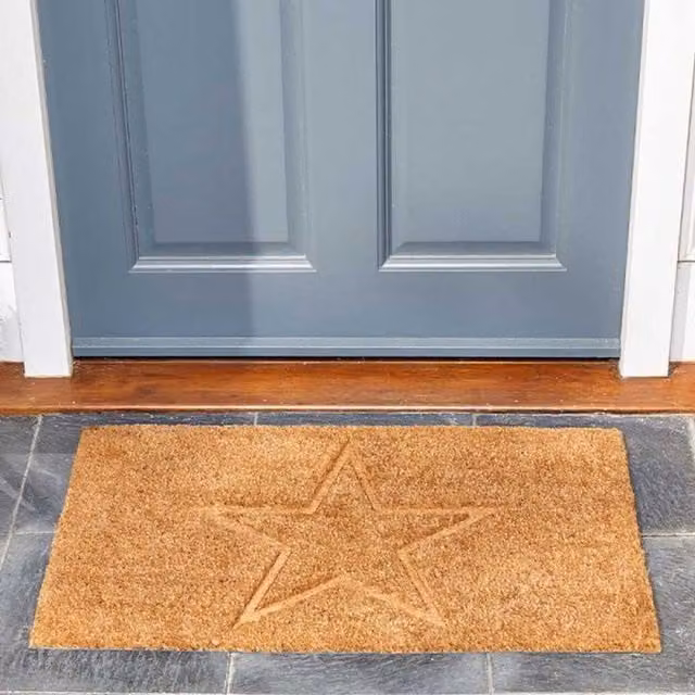 Garden Mile Natural Coir Star Door Mat in Brown