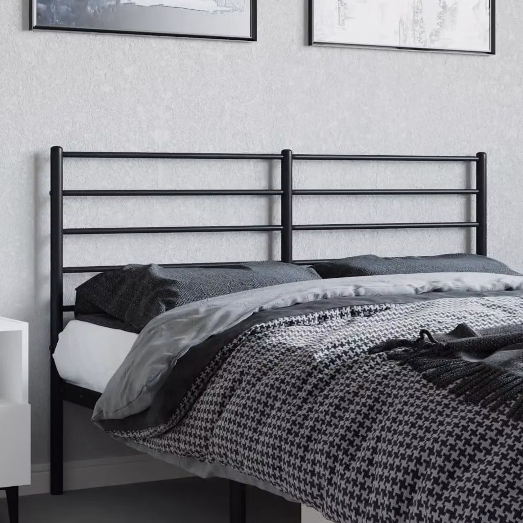 Berkfield Home Classic Metal Headboard in Black, Width: 135 cm – 3