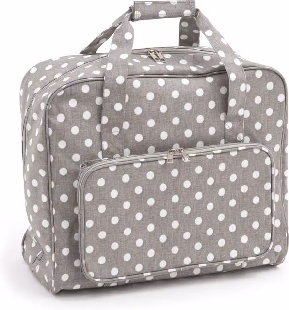 Hobbygift MR4660 8 Value Collection Sewing Machine Bag in Grey Linen Polka Dot, W/D/H: 20 x 43 x 37 cm