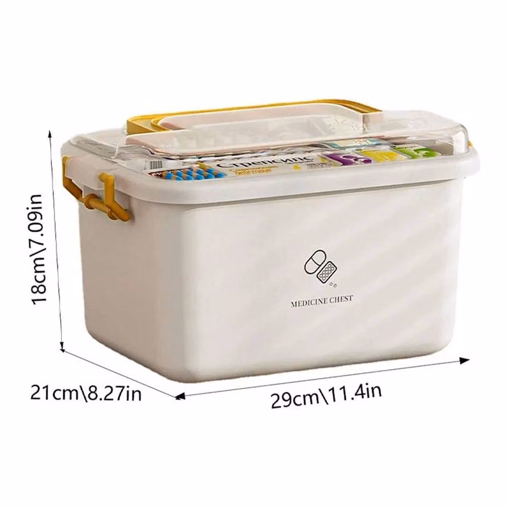 EONLION Portable White and Yellow Medicine Storage Box with Handles, Width: 50 cm – 2