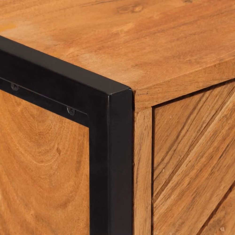 Berkfield Home Beautiful Bathroom Cabinet in Brown Acacia Wood and Black Iron, W/D/H: 40 x 30 x 100 cm – 3