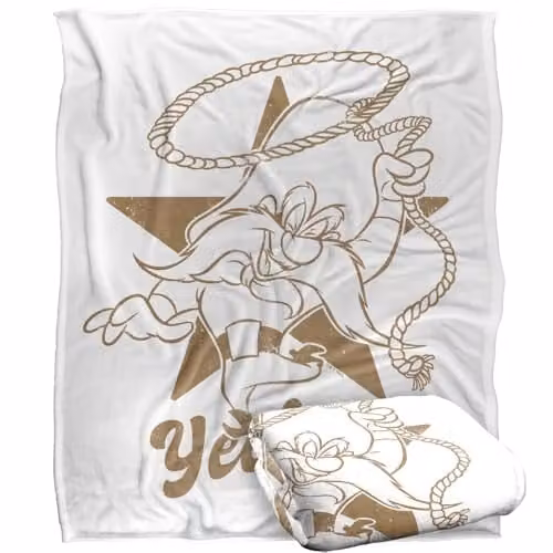 Warner Bros. Looney Tunes Yosemite Sam Yeehaw Super Soft Fleece Throw Blanket, Multicolour, W: 152 cm, D: 127 cm