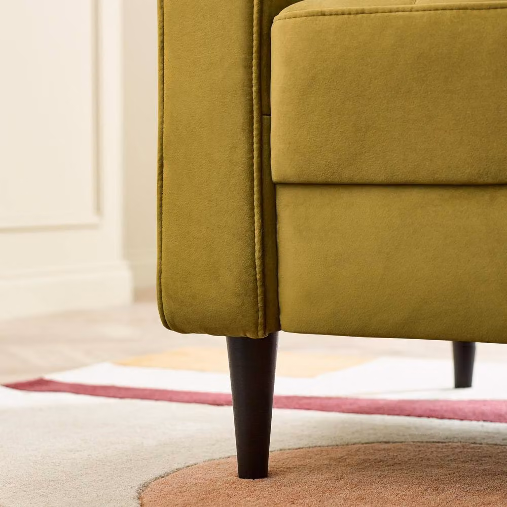 FurnitureboxUK Jade 2-Seater Velvet Sofa with Solid Wood Frame in Yellow – 3