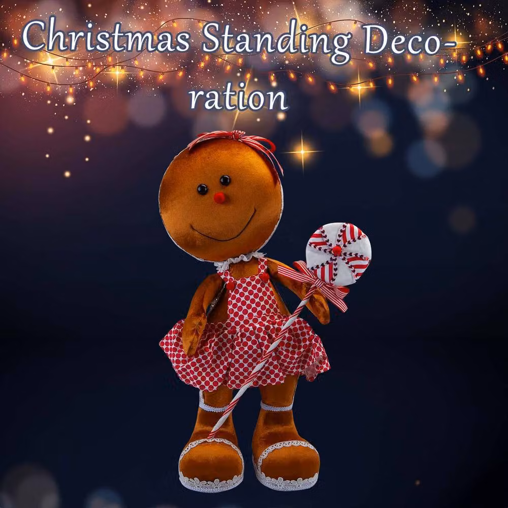 VFM e-Store Christmas Gingerbread Woman Decoration in Red, Brown and Multicolour, H 60 cm x W 26 cm – 3