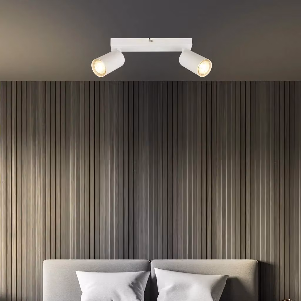 Briloner White Matt Metal LED Ceiling Spotlight with 2 Adjustable GU10 Lights – 5