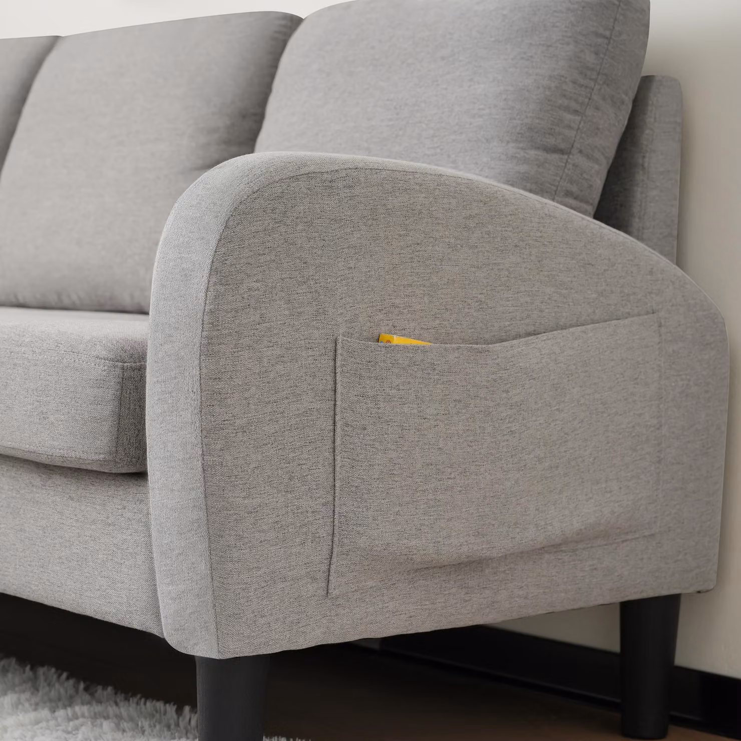 Aosom UK 3-Seater L-Shaped Corner Sofa Bed with Reversible Chaise and Soft Padded Seats in Grey, W/D/H: 118 x 166 x 77 cm – 4
