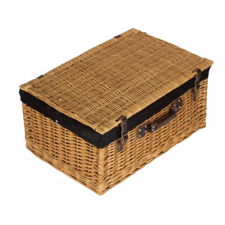 Red Wicker Hamper with Black Cotton Lining, W/D/H: 62.0 x 30.0 x 42.0 cm