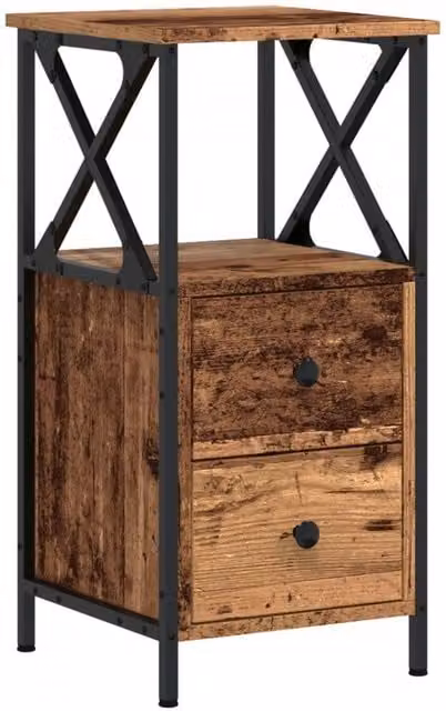 Berkfield Home Bedside Cabinet in Brown Old Wood, W/D/H: 34 x 35.5 x 70 cm