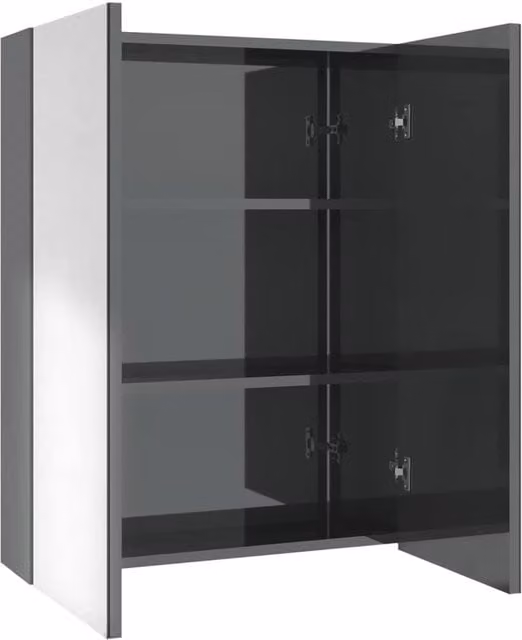 Berkfield Home Modern Glossy Grey Bathroom Mirror Cabinet, W/D/H: 60 x 15 x 75 cm – 1