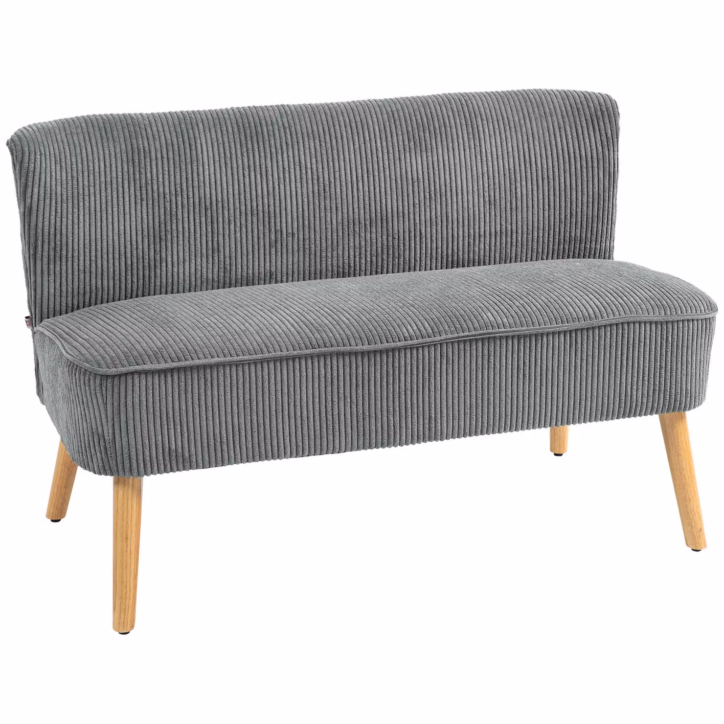 HOMCOM Grey Corduroy 2 Seater Double Sofa with Solid Wood Frame and Foam Padding – 2