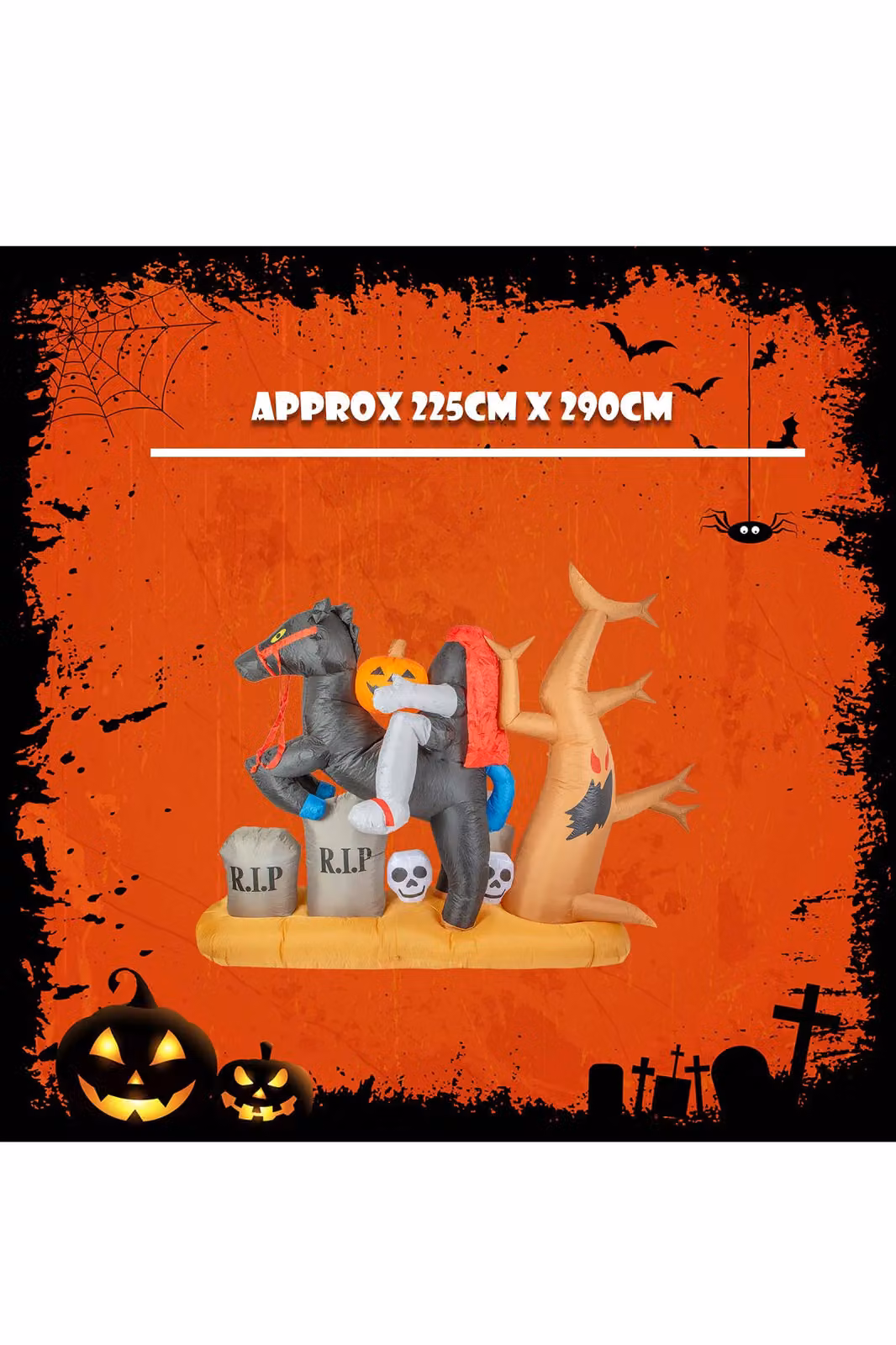 VFM e-Store Halloween Inflatable Headless Horseman Decoration, Multicolour, 7ft – 2