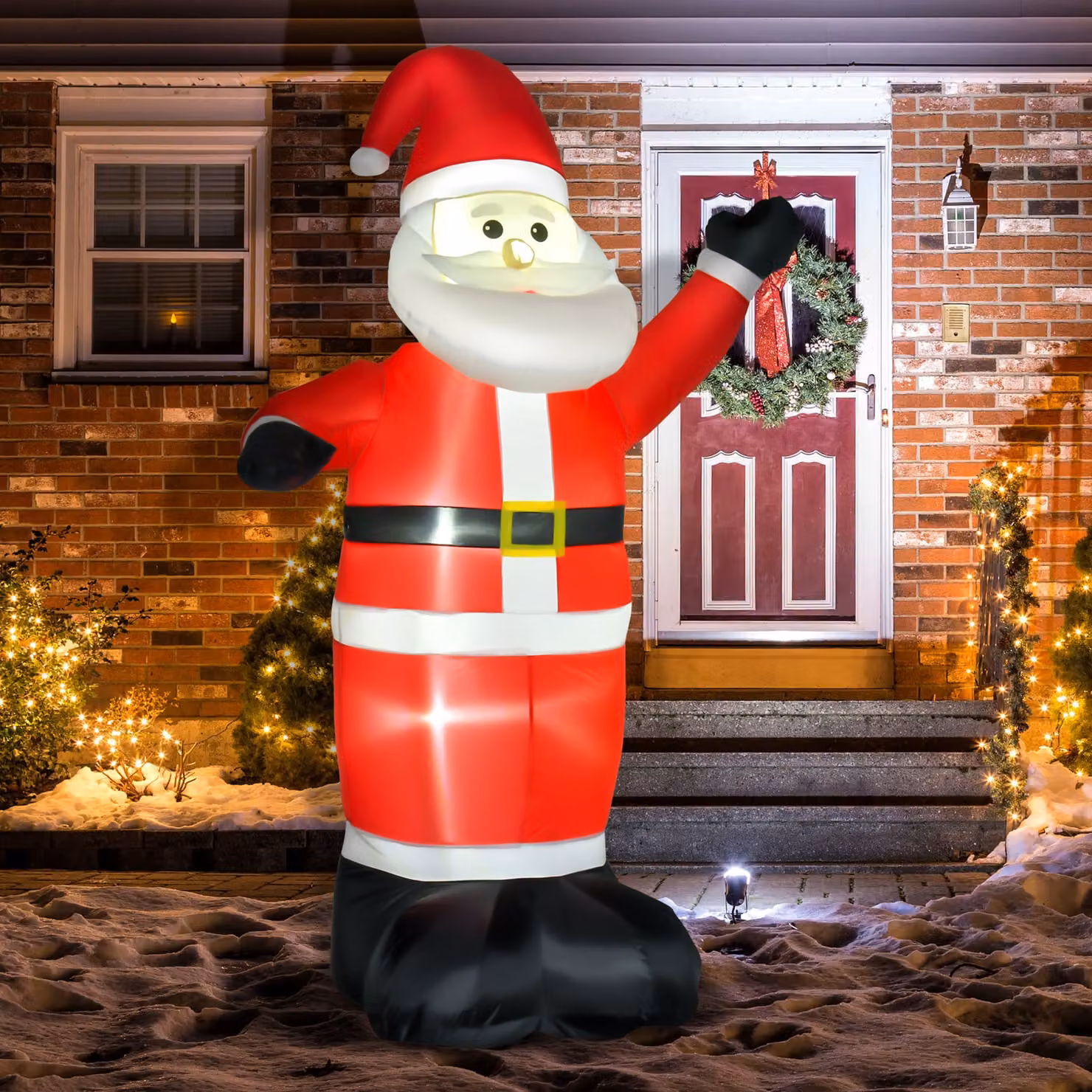 HOMCOM Inflatable 8ft Santa Claus Christmas Decoration with LED Lights in Red and White – 2