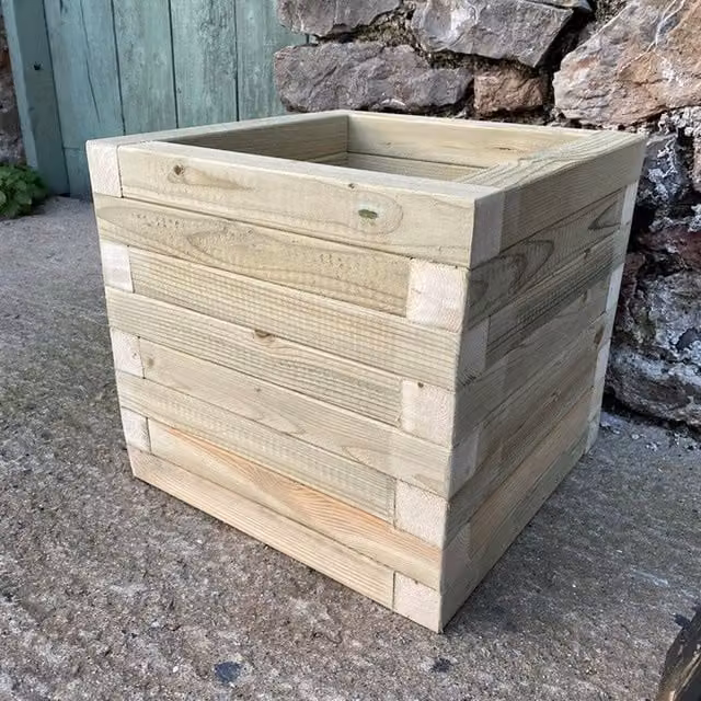 Bespoke Outdoor Somerset Range Wooden Timber Planter Tub in Brown, Yellow or Beige, Width: 40 cm