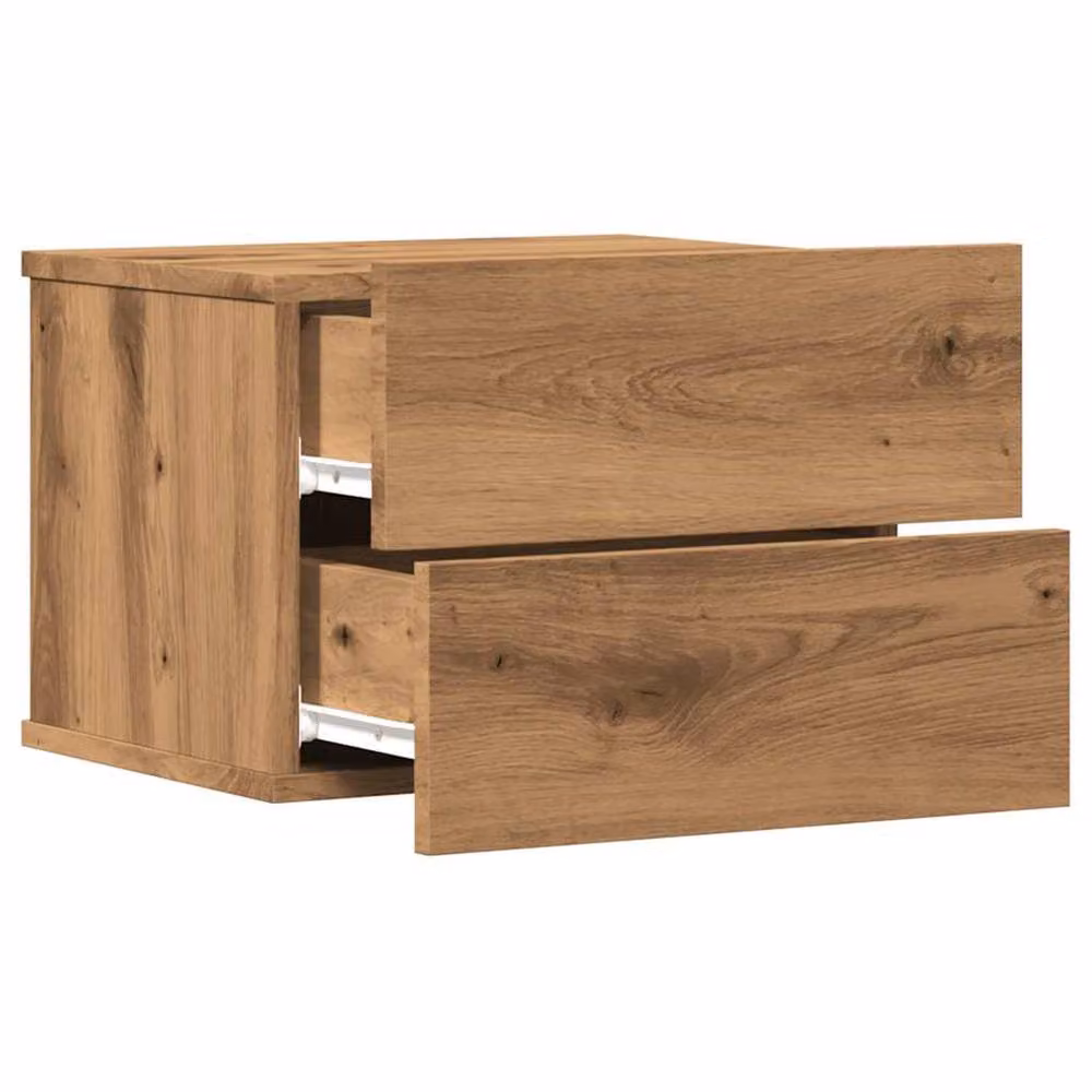 Berkfield Home Artisan Oak Wall-mounted Bedside Cabinets, 2 Pack, Brown, W: 40 cm, D: 32 cm, H: 30 cm – 3
