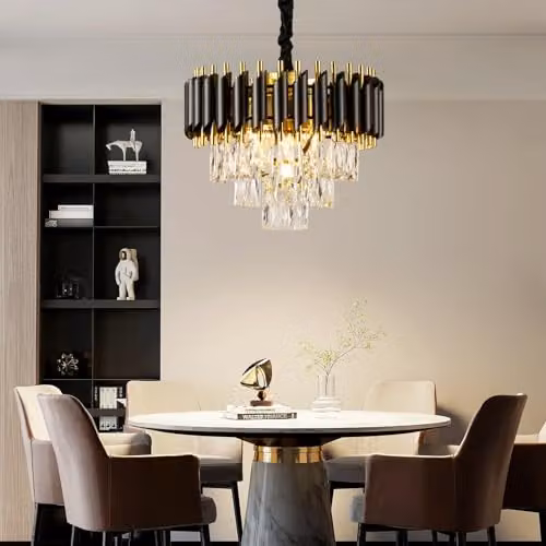 Harper Living Modern Crystal Chandelier Pendant Light in Black and Gold Finish – 5