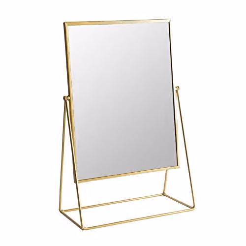 Harbour Housewares Modern Rectangular Tabletop Makeup Mirror in Gold, W: 50.0 cm, H: 32.0 cm, D: 16.5 cm
